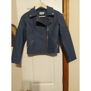 COFFEESHOP Kids Stylish Periwinkle Textured Faux Leather Jacket